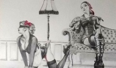 La punition - crayon graphite et acrylique - Format 76x56cm sur papier d'art 300gr